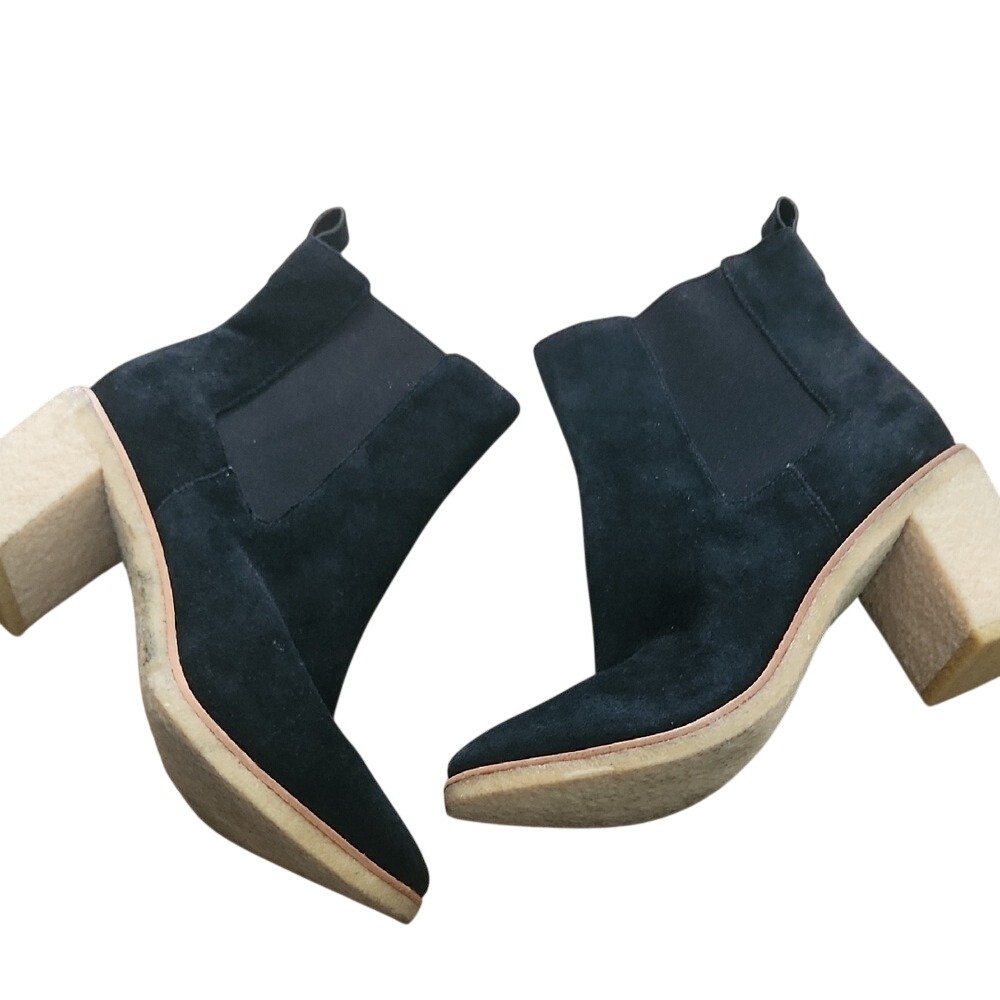 Ralph Lauren Suede Black Marianna Americana Heritage Chunky Calf Bootie